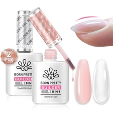 Builder Gel for Nails 8-In-1ï¼Œ15Ml Clear and Cover Pink Builder Nail Gel Set...