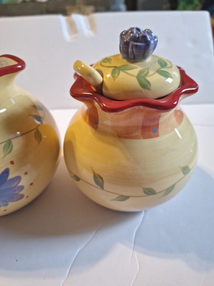 Pfaltzgraff NAPOLI Gres Pintado a Mano - Toscano - AZÚCAR, CREMA y CUCHARA Foto 3 de 4