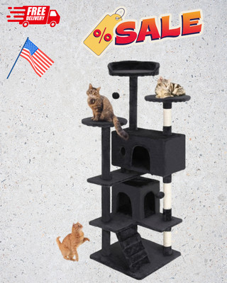 cat tree tower scratching multi-level post 54in durable cozy condo cat furniture