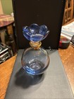 ROYAL LIMITED Blue 24 % Lead Crystal Perfume Bottle Floral Stopper  Italy — photo 2