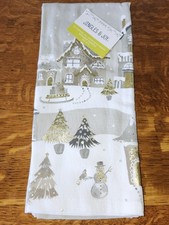Jingles And Joy Christmas Kitchen Towels Gray Gold White Set Of 2 Holiday Winter