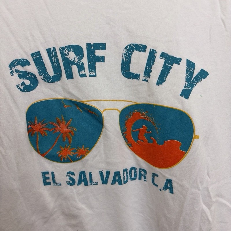 Bella + Canvas Men's M White Cotton Jersey Crewneck Surf City Graphic Tee
