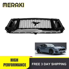 Fits 2024+ Ford Mustang GT Front Grille W/ Trailer cover ,W/O Emblem,Gloss Black