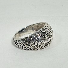 Sterling Silver 925 Dome Filigree Ring Embossed Swirls Size 7.5