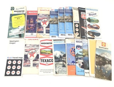 18 Vintage Washington Maps Seattle Tacoma Texaco Rand McNally Shell