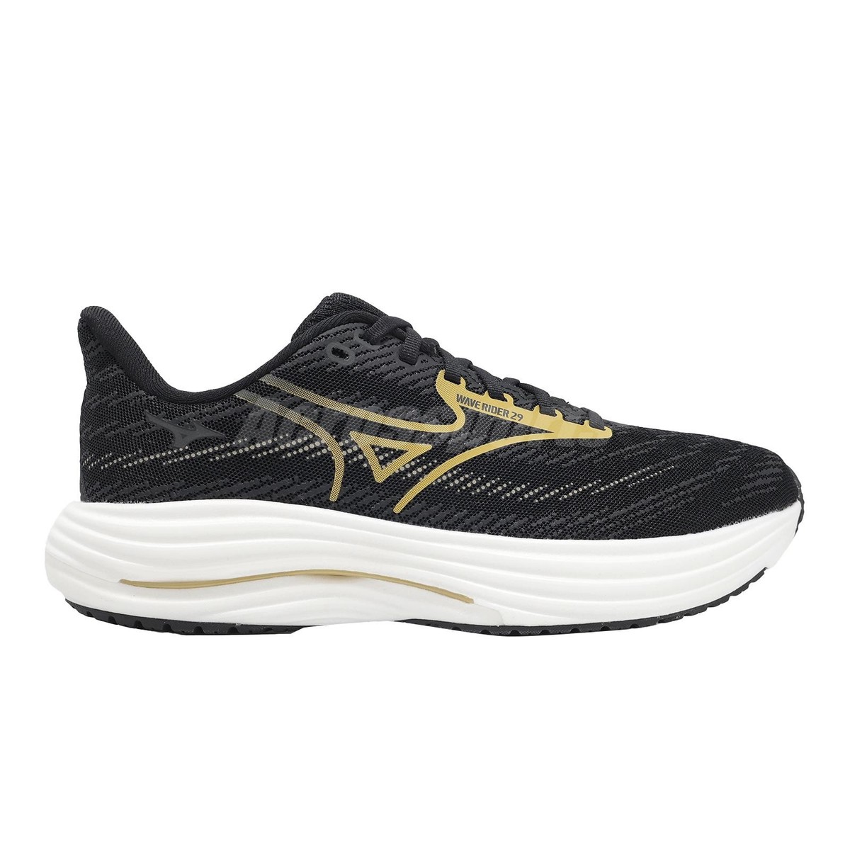 Mizuno Wave Rider 29 Black Gold White Men Road Running Jogging