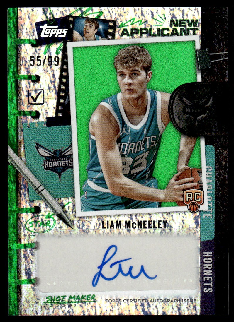 2025-26 Topps New Applicants Autographs Green Holo Foil Liam McNeeley Auto 55/99