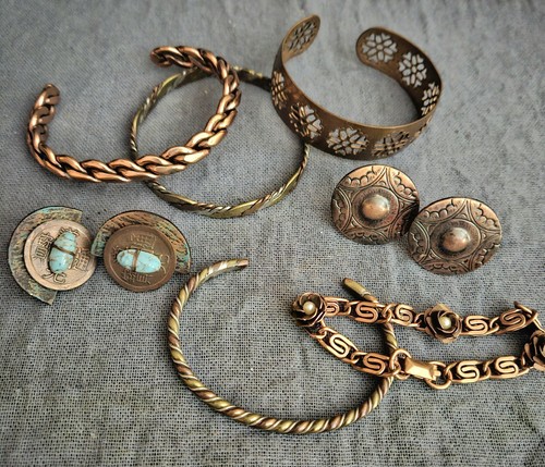 Copper Jewelry Lot Vintage Southwestern Boho Brass Twist Bangles Earrings