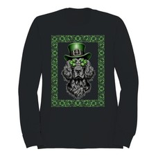 St. Patricks Day Dog with Shamrock Glasses and Green Hat Men's Sweatshirt