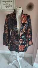 NWOT Soft Surroundings Elegant Black Floral Blazer Small metallic beautiful S