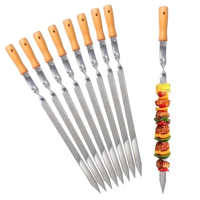 ZMC Kebab Spieße Edelstahl 55cm – 2cm breit Grillspieße mit Holzgriff rostfrei