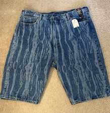Men s Levis Premium Baggy Denim Shorts Blue Size 42 NWT 13 Inseam Black Label
