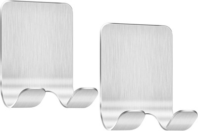 Self Adhesive Stainless Steel Razor Holder Wall Hooks Bathroom Set 2pcs No Drill