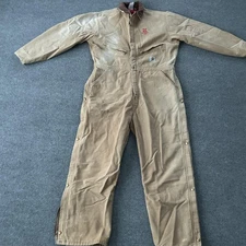 Carhartt Coveralls Mens Large Tan Duck Canvas Insulated Quilted Lined Workwear
