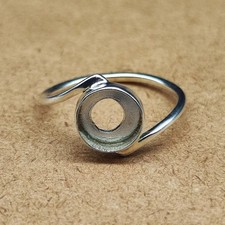 Sterling Silver Plated 12x12mm Round Blank Bezel Cup Ring DIY Handmade Jewelry