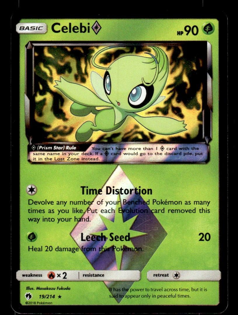 2018 POKEMON CELEBI PRISM STAR 19/214 PRISM RARE HOLO SM - LOST THUNDER