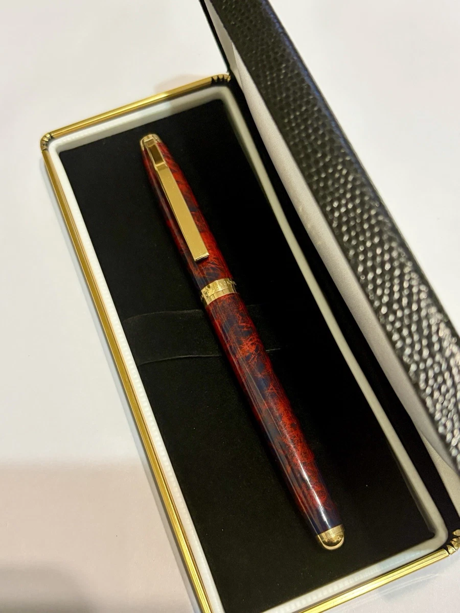 Vintage James Blackmore Marbled Red Fountain Pen - Gold Trim - 14K Nib - RARE!