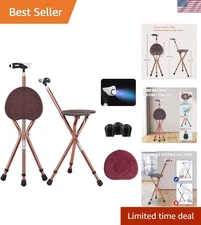 Lightweight Folding Cane with Seat & Tripod Design - Ideal for Seniors
