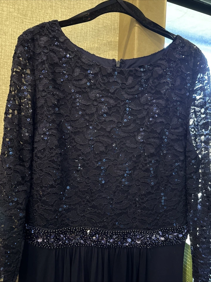 Nuevo con etiquetas Vestido Largo Onyx Nite Azul Marino Manga 3/4 Baile de graduación MOB Novia Talla 14 Nuevo Etiquetas Foto 2 de 4