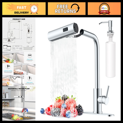 #ad #ad Chrome Pull Down Kitchen Faucet with Soap Dispenser Single Handle Farmhouse RV $75.99