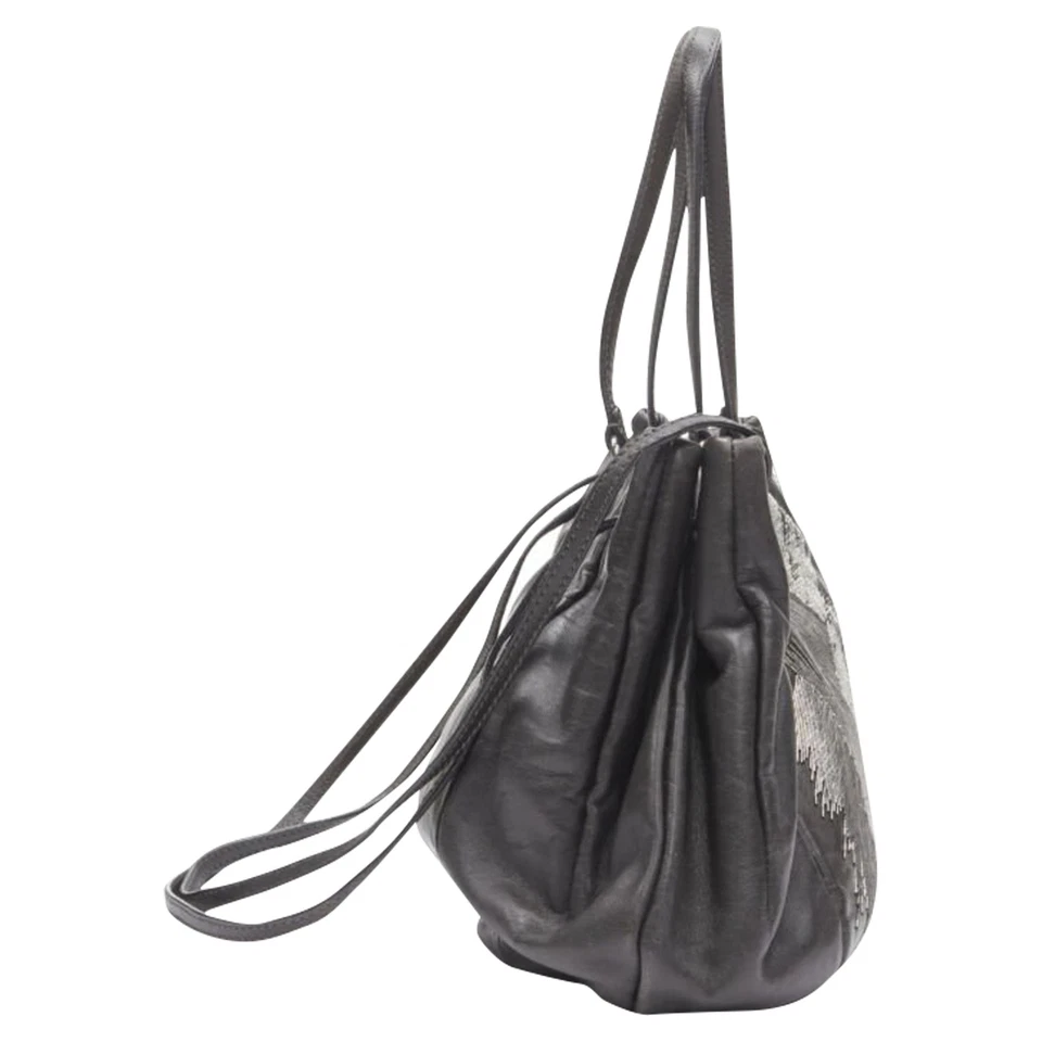 Bolso Bandolera Grande Valentino Garavani Cuero Adornado con Cuentas Plateadas Talla Única Foto 4 de 4