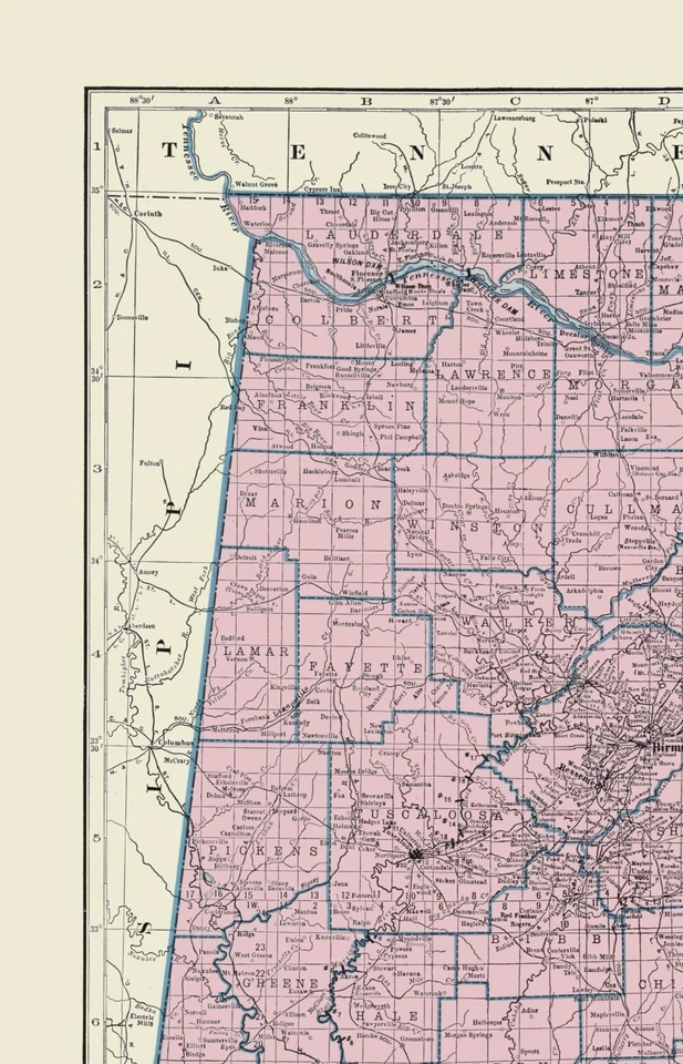 Historic State Map - Alabama - Hammond  1920 - 23 x 35.83 - Vintage Wall Art - Image 2 of 4