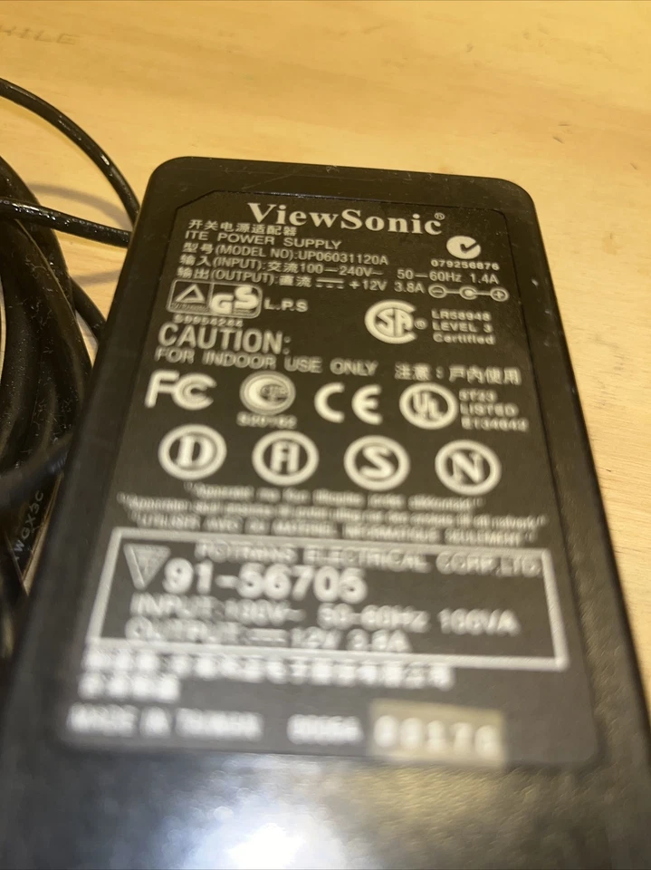Viewsonic UP06031120A AC Power Adapter Output DC 12V 3.8A for Monitor. OEM - Image 2 of 3