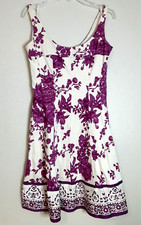 Nine West purple , plum and off white floral dress size 6