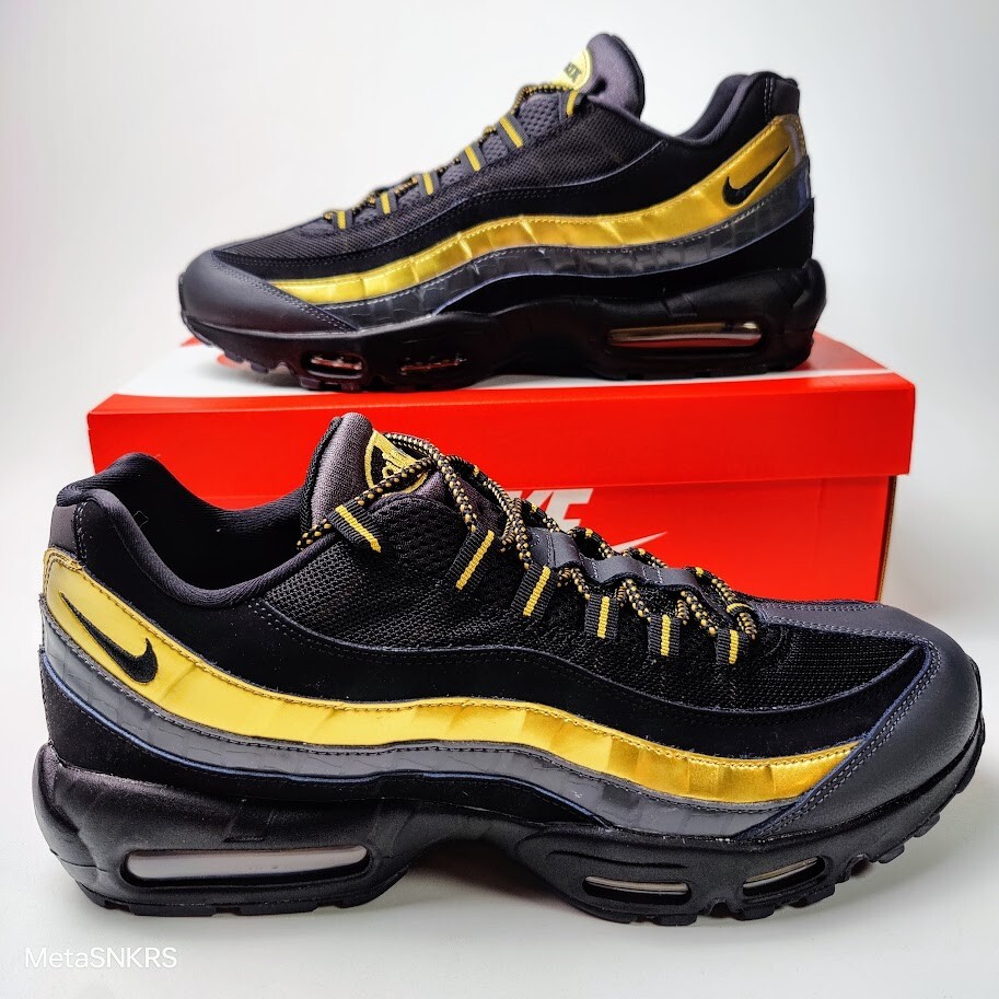 Nike Air Max 95 PRM US 15 Men's Black Gold Grey Anthracite Retro  538416 007 New thumbnail 7