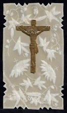 santino manufatto/canivet: GESU' CROCIFISSO - E - MAN 457 - Bello e raro