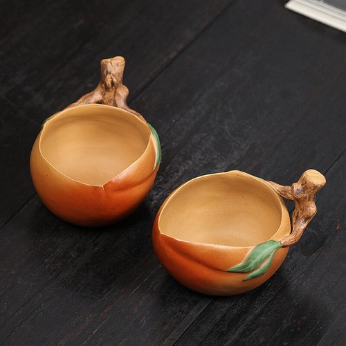 Longevity peach design tea cup real yixing zisha duan clay master cup 3.4oz new - Picture 7 of 8
