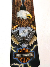 Vintage 90s Harley Davidson Eagle V Twin Polyester Necktie Ralph Marlin 58"