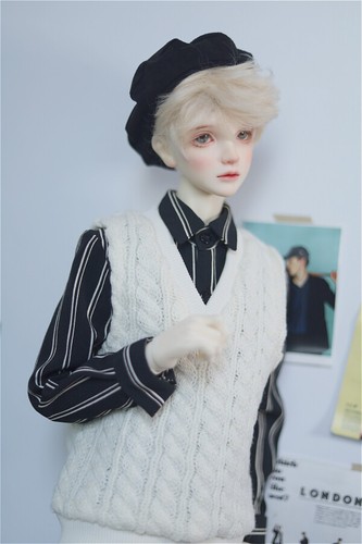 New Beige V-neck Sleeveless Vest 1/4 1/3 MSD MDD Uncle Fashion BJD Doll Clothes - Picture 5 of 9