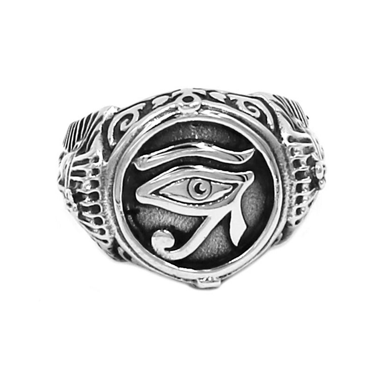 Vintage Egypt Stainless Steel Eye of Horus Ring Men Ancient Egypt Pharaoh  Statue Signet Ring Amulet Jewelry Gift Wholesale