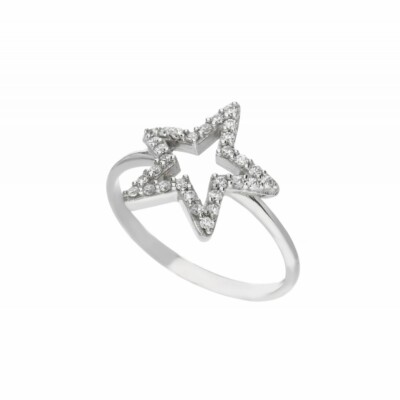 Bague Or Triple Bande Zircone Cubique Or Blanc 10K - Pour Femmes, Ajustable 5mm - Neuf Avec étiquettes