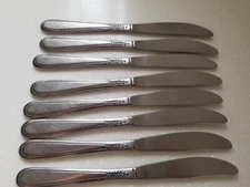Rogers Stainless Steel Serrated Dinner Steak Knives Set of 8 Made in Korea