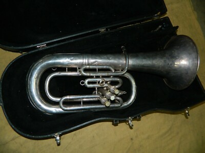 Vintage Early  King 3 Valve Baritone with a Case 'SILVER''  Pearl key's