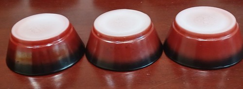 8 Anchor Hocking Fire King Small Glass Bowls Red Black 4-3/4" Vintage Oven-Proof - Picture 12 of 16