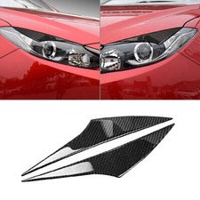 Carbon Fiber Headlight Eyelid Eyebrow Cover Trim For Mazda 3 Axela 2014-2016