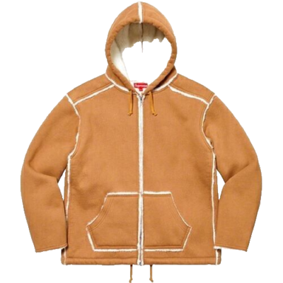 Supreme Faux Shearling Hooded Jacket Hooded Parker Size L Brown 
