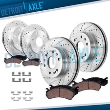 Front Rear Rotors Brake Pads Kit for Chevy Tahoe Silverado GMC Sierra 1500 Yukon
