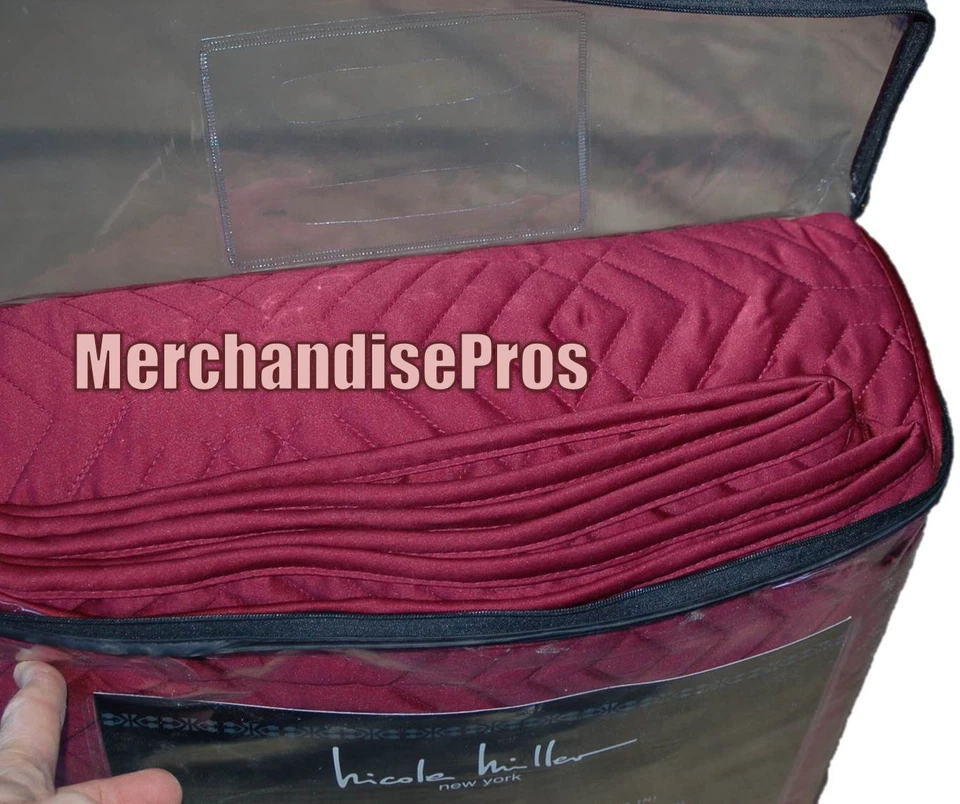 3 PC NICOLE MILLER SOLID FULL QUEEN MULBERRY QUILT W/STANDARD SHAMS 90x88 NEW! - Image 2 of 2