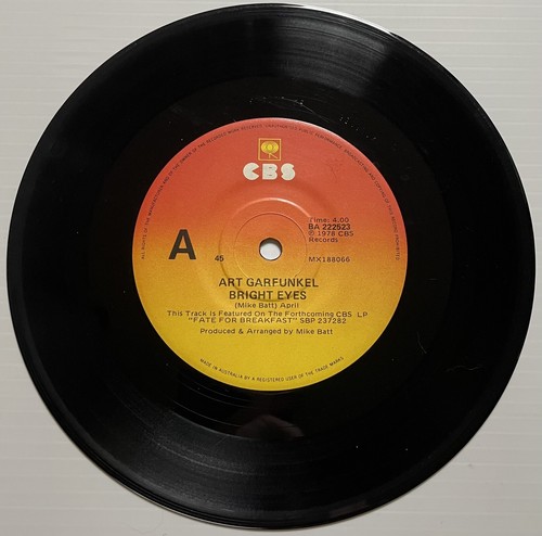 Art Garfunkel Bright Eyes Vinyl Record 7” 45 RPM BA 222523 CBS Records 1978 OG - Picture 14 of 24