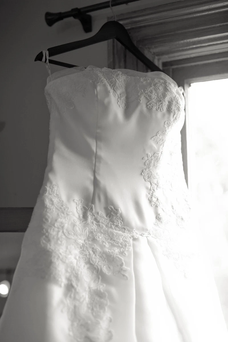 lace wedding dress with sleeves a line Lace Long Sleeve A Line V Neck Wedding Dress with Sweep Train main image 1