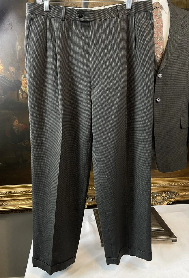 Traje Jack Victor Montreal 42R 34 x 28 2 piezas negro y tostado patrón lana texturizada 3Btn Foto 2 de 4