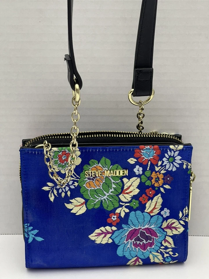 Steve Madden Azul Pequeño Bandolera Cartera Bolso de Mano con Diseño Floral Foto 2 de 4