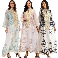 Embroidery Women Muslim Abaya Maxi Dress Dubai Islamic Kaftan Party Gown Caftan