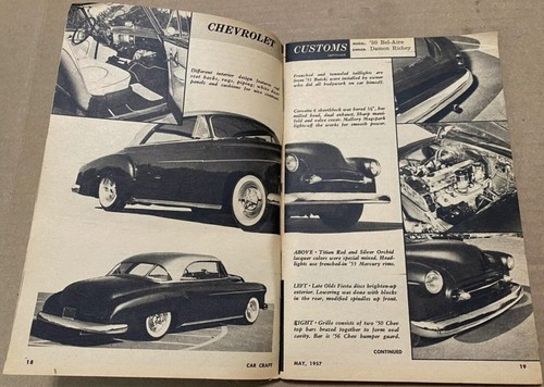 CAR CRAFT MAGAZINE MAY 1957 CHEVROLET CUSTOMS - Imagen 5 de 9