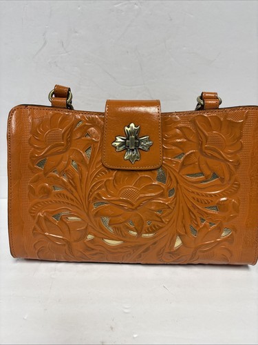 NWT Patricia Nash Rosina Sun Yellow Tooled Leather Purse Satchel Tote
