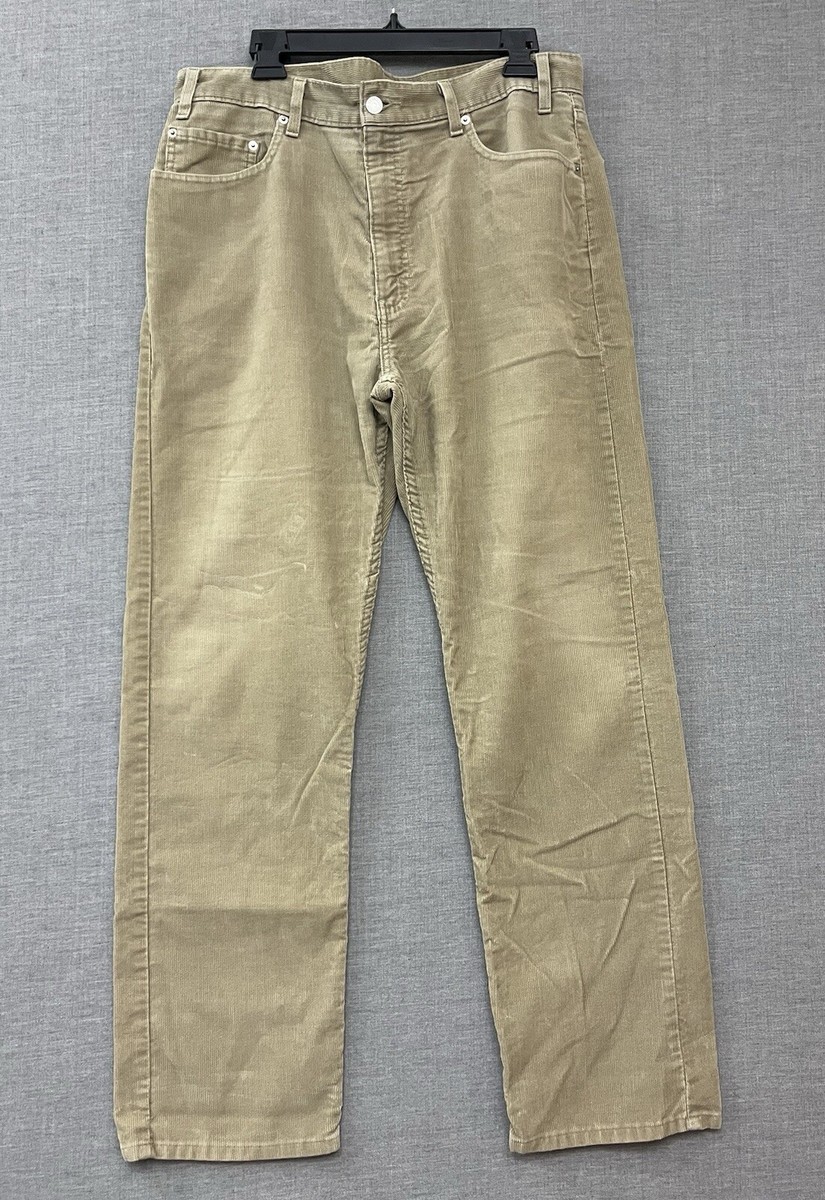Levis 505 Jeans Mens 36x32 Brown Corduroy Straight Leg Regular Fit